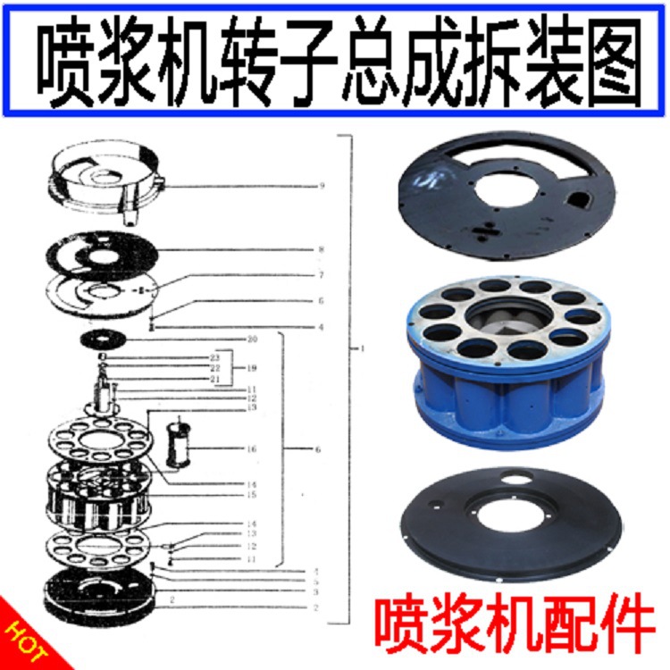 转子体总成 喷浆机转子总成拆装图 喷浆机易损件